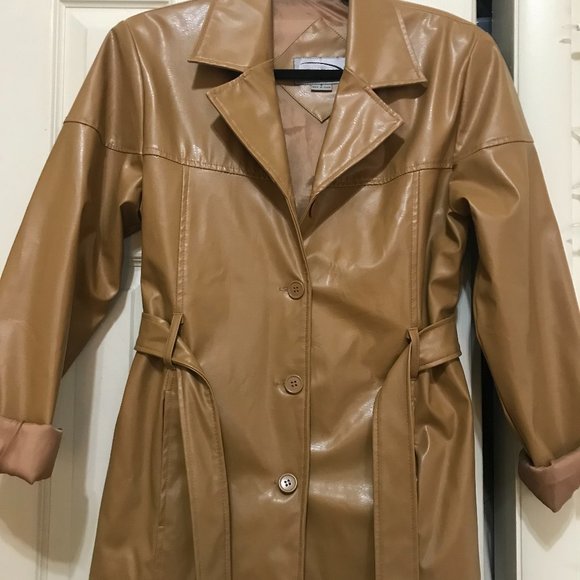 vintage 90s rave tan leather jacket - Picture 1 of 5